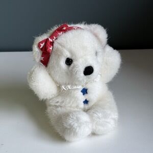 DAKIN Vintage 1979 Mrs AMERIBEAR Plush Bear Red White Blue Stars Stuffed Toy 6in